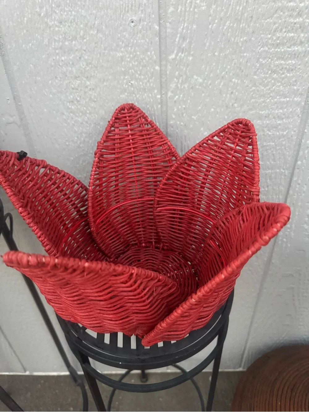 Handwoven Lotus-Style Decorative Basket in Red